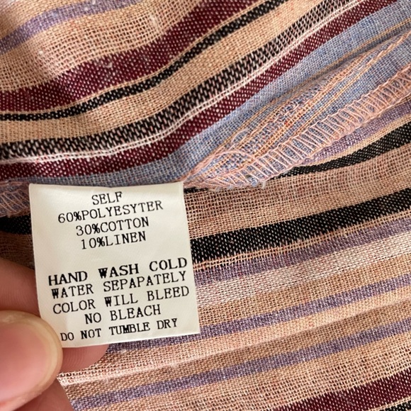 Pinch Tie Front Sleeveless Mini Summer Dress in Multi Purple Stripes Size Large - Picture 11 of 12